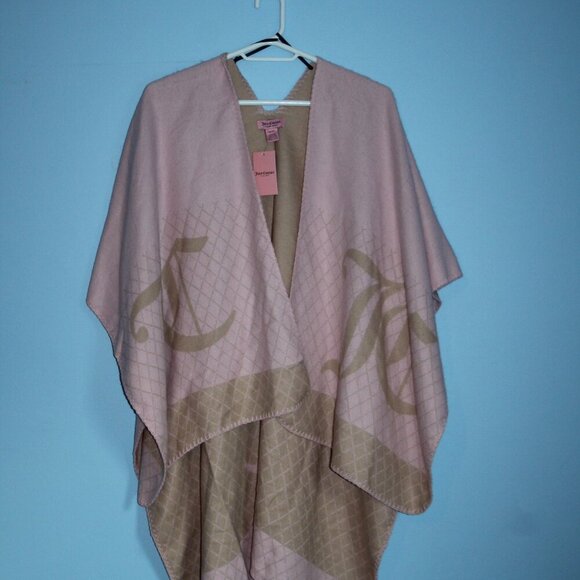 Juicy Couture Women's Pink and Tan Wrap Shawl JC Logo NWT - Picture 2 of 16